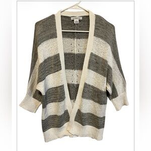 LIZ CLAIBORNE OPEN FRONT STRIPED CARDIGAN